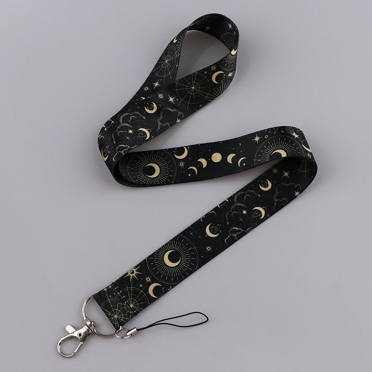 Moon Lanyard For Key chain ID Card Cover Pass Mobile Phone Badge Holder Key Ring Black Neck Straps Phone Accessories