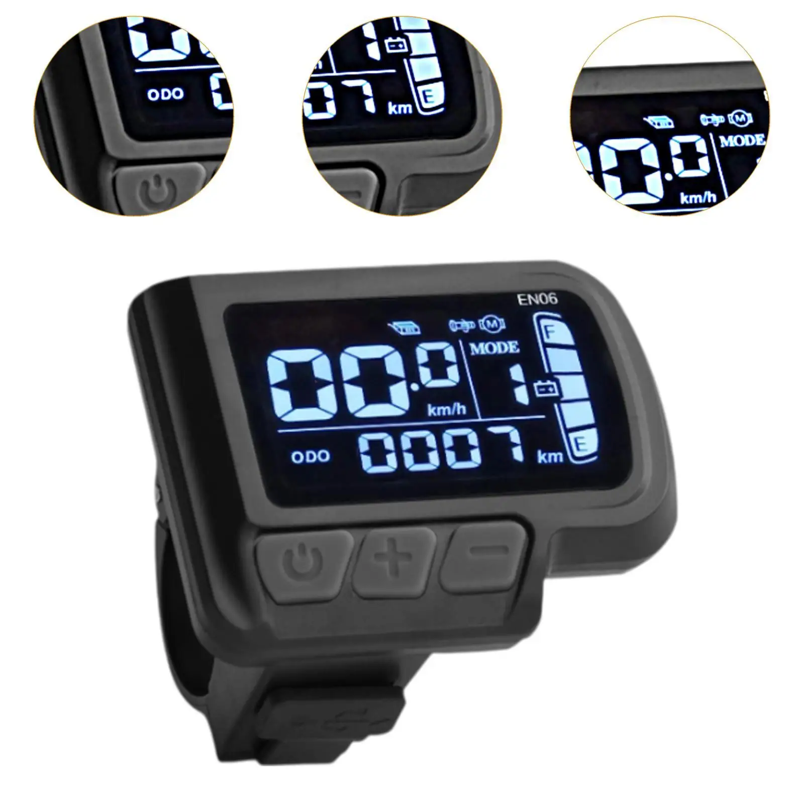 Electric Bike LCD Display Meter Handlebar Mounted EN06 Speedmeter Scooter LCD Panel Indicator 6 Pin 24V-48V USB Cycling Computer