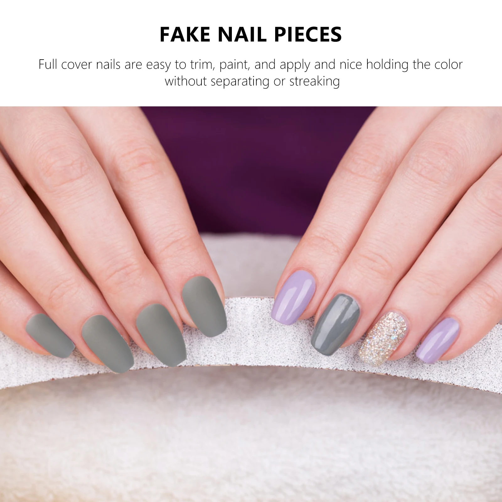 

72pcs Frosted Coffin Nail Tips Full Cover Artificial False Nails For Women Manicure Decorations Wedding Prom Salon Elegant