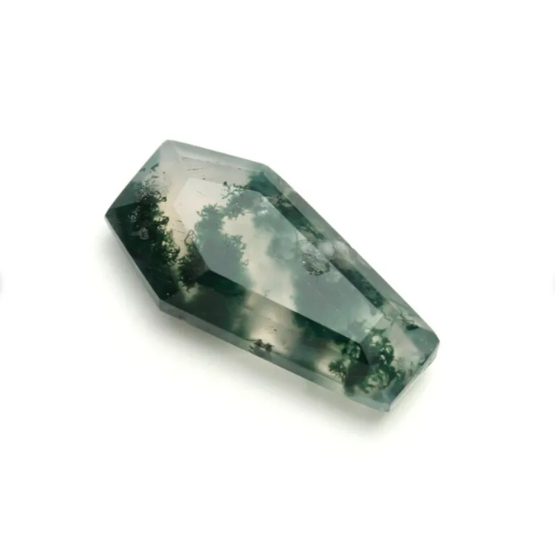 coffin Cut Natural Green Moss Agate Faceted Calibrated Top Quality Loose Gemstone Moss Agate Pendant Ring Earrings Gift