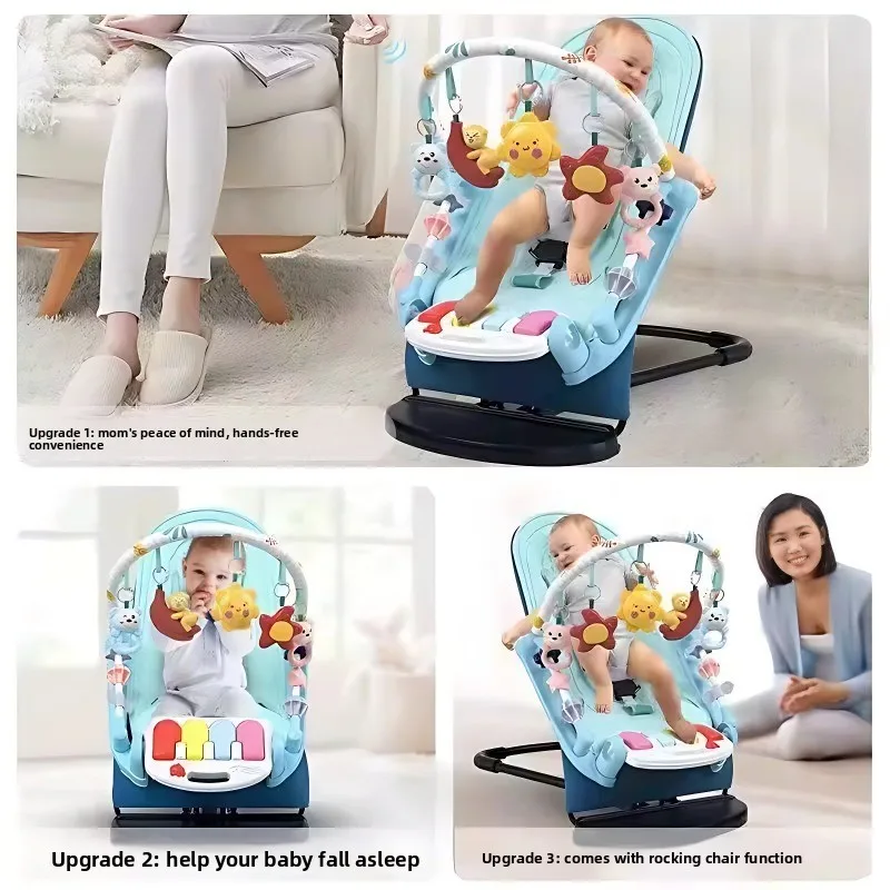 2 in 1 Baby Fitness Stand Foot Pedal Piano Electric Baby Rocking Chair /baby Electric Lounge Chair Toy / Soothing Cradle Gift view 3