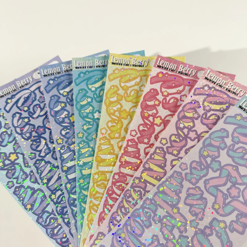 Korean Laser Star Ribbon Stickers Star Photo Card Handbook Scrapbook Diary Planner Diy Decorative Stickers