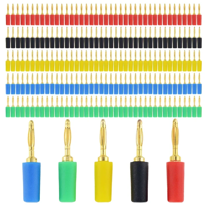 Mini 2mm Banana Plug Gold Plated, Solder Type Lantern Head Connector, 10A 60V for Speaker Terminal, Lab Equipment