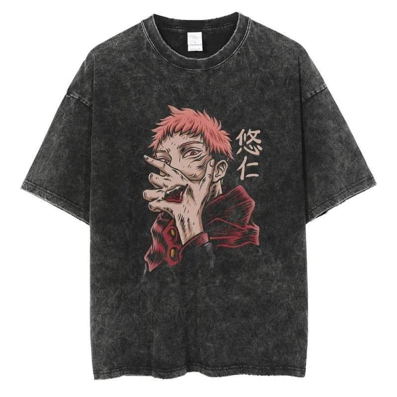 

Itadori Yuji Print T-shirt Vintage Hiphop Anime Figure Satoru Gojo T-shirt Loose Cotton Summer Unisex Short Sleeve T-shirt