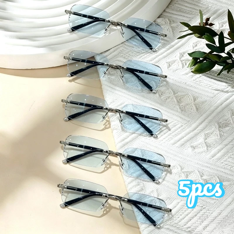 5/8/10pcs Middle-Aged Rimless Presbyopia Glasses, Premium Stylish Reading Eyeglasses +1.00~+4.00