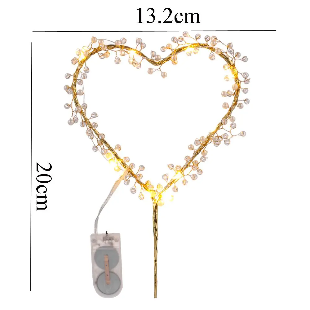 Heart Shape LED Pearl Cake Toppers Baby Happy Birthday Cupcakes Party Decoration Cake Decorating Tool
