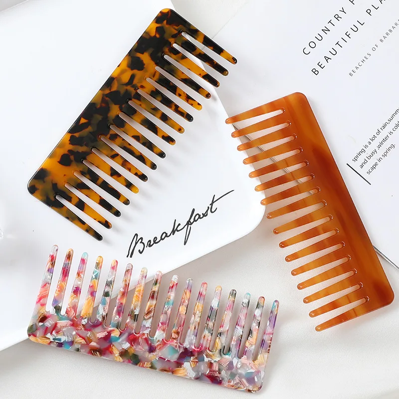 Wide Teeth Acetate Hair Combs Anti-static Massage Hair Brush Hairdressing Colorful Hairdress Salon Styling Traveling Accessories
