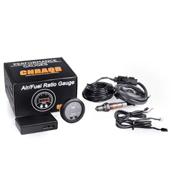Universal 12V Air Fuel Ratio Gauge Ultra-Thin Round LED Digital Display with Wideband O2 Oxygen Sensor With Packing