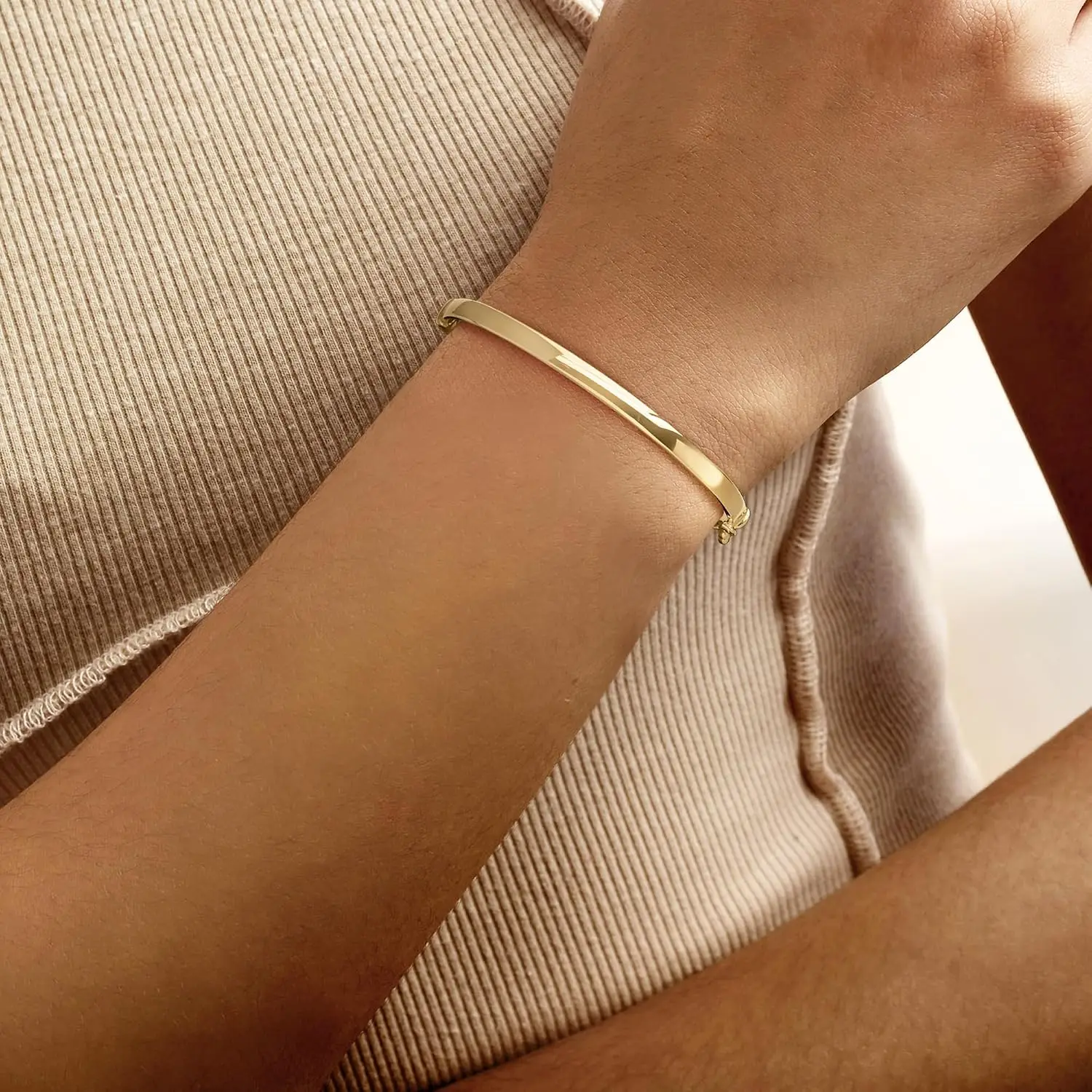 4mm 18kt Gold Over Sterling Bangle Bracelet