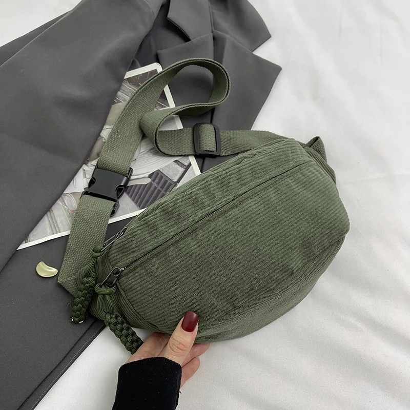 Casual Cord Gürtel Taschen für Frauen Mode Fanny Pack Weibliche Banane Taille Tasche Hüfte Geldbörse Schulter Crossbody Brust Tasche Tasche – Detail 32