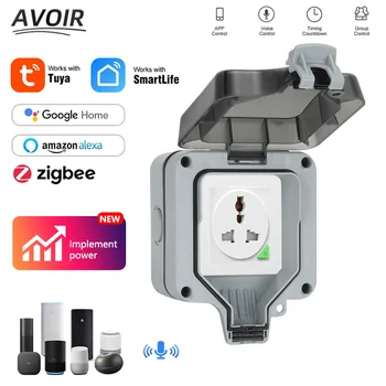 Avoir Wifi Smart Socket IP66 Waterproof Sockets and Switches Outdoor Garden Zigbee Wifi Smart Socket Home Appliance Alexa