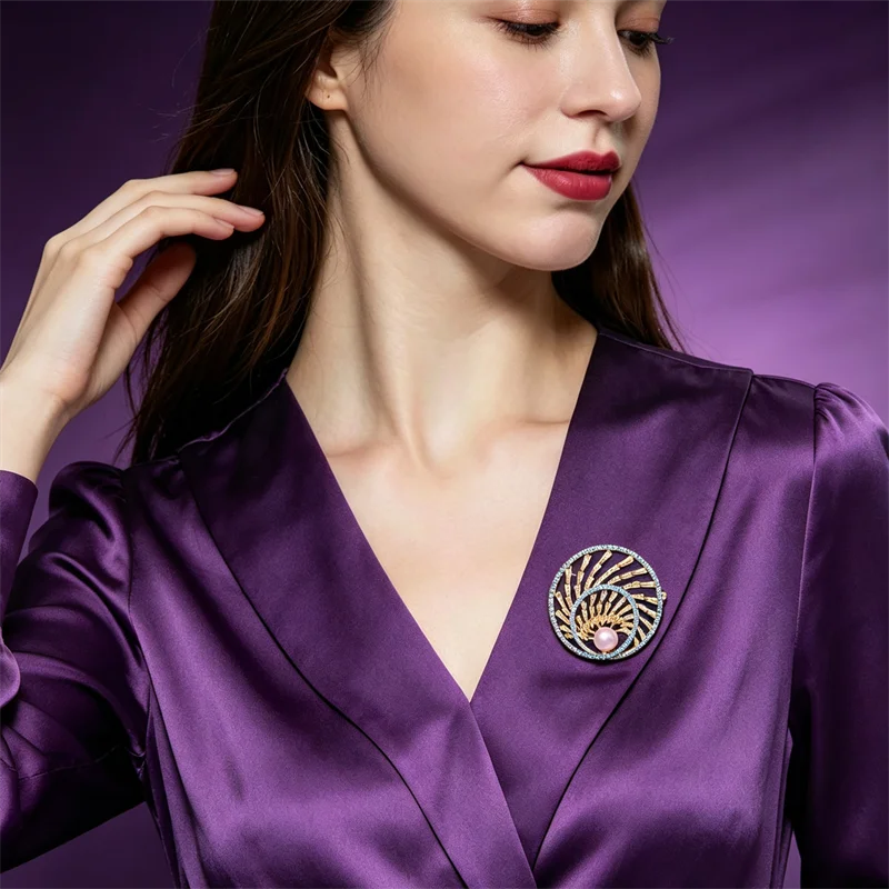 Luxury Delicate Pearl Turquoise Lapel Pin Round Freshwater Pearl High End Female Corsage Pin Wedding Daily Suit Matching Jewelry