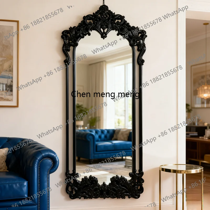 

mid-century high-end whole body mirror large Wall mirror vintage carved design clothing store living room spiegel woonkamer