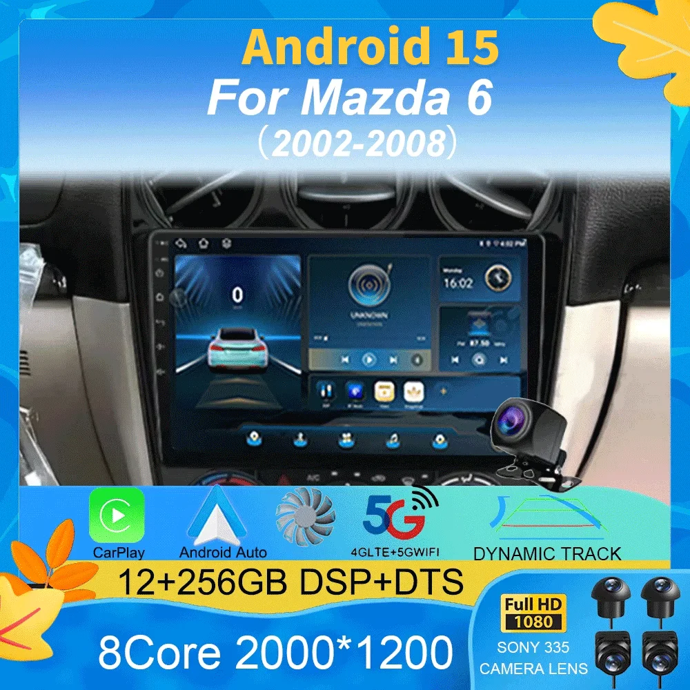 

Android 15 Car Radio For Mazda 6 2002 2003 2004 2005 2006 2007 2008 Multimedia DVD Player Navigation Wireless Carplay Head Unit