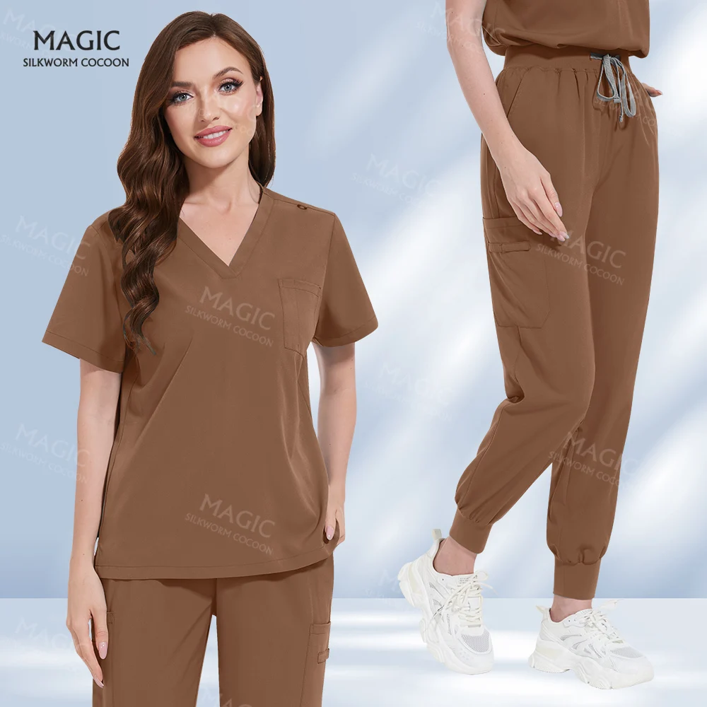 

Slim Fit Medical Scrubs Uniforms Women Hospital Scrub Sets Nursing Accessories Dental Clinic Surgery Gowns Beauty Salon Workwear