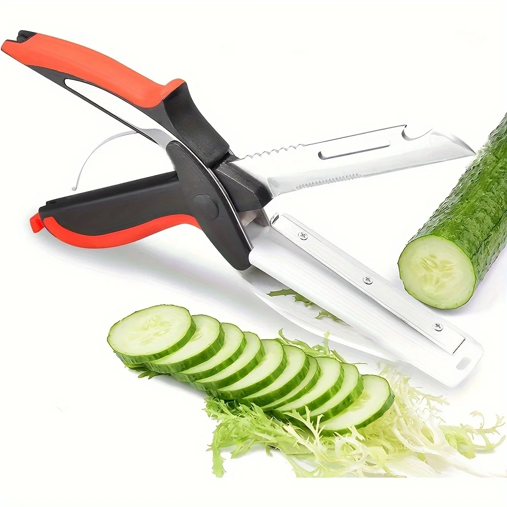 1pc Kitchen Scissors – Stainless Steel Blade & Cutting Board Scissors| Tomato Knife, Fruit & Vegetable Cutter for Meat, Cheese