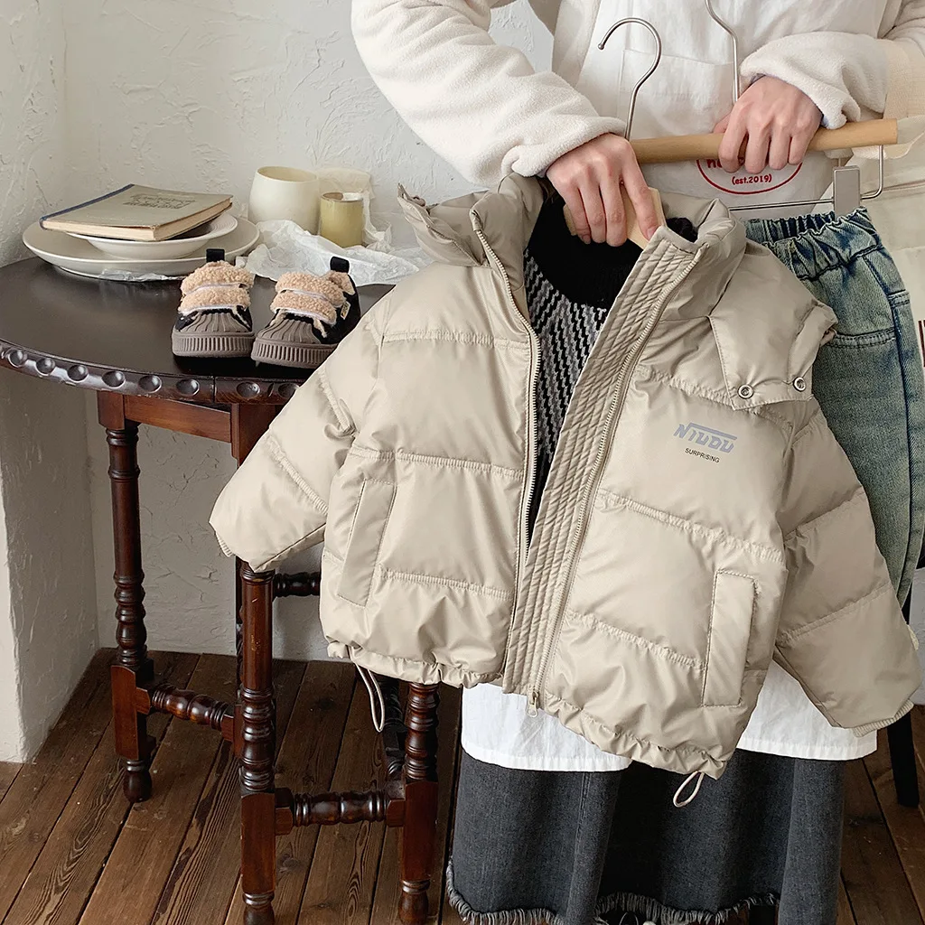 

UNITIM Little Boys Down Coat New Winter Solid Color Thicken Warm Toddler Boy Down Jacket Hooded 90% White Duck Outerwear Parkas