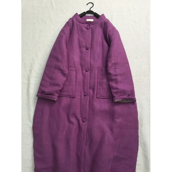 New Chinese Sle Thiened Cotton Coat Women's Autumn Winter Loose Slimming Versatile Mid-Length Single Button Outerwear