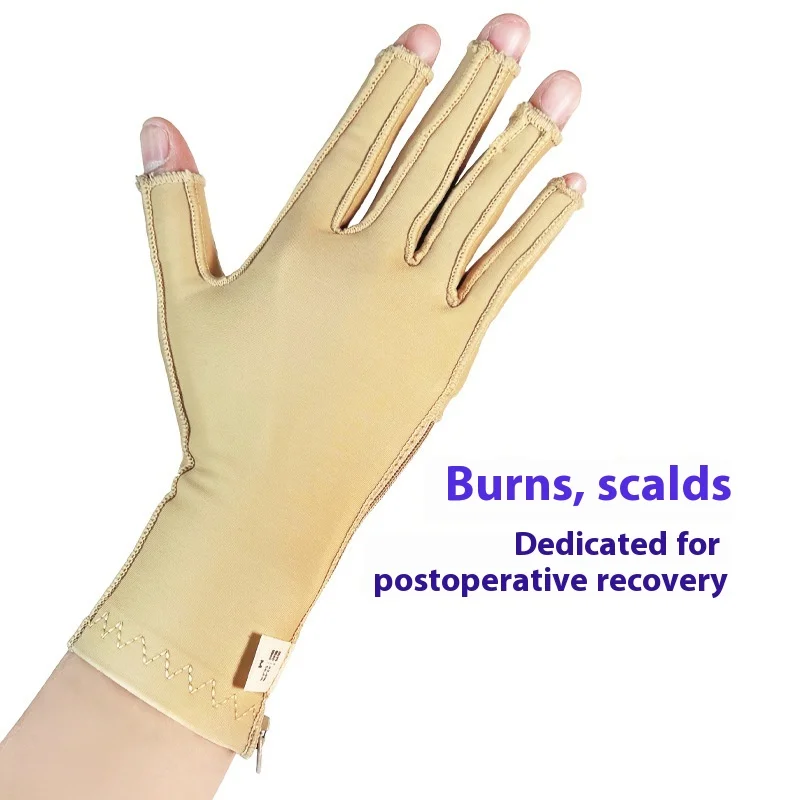 Compression Gloves for Burn Scar Management, Elastic Pressure Bandage Glove for Hand Palm Finger Healing Recovery Care