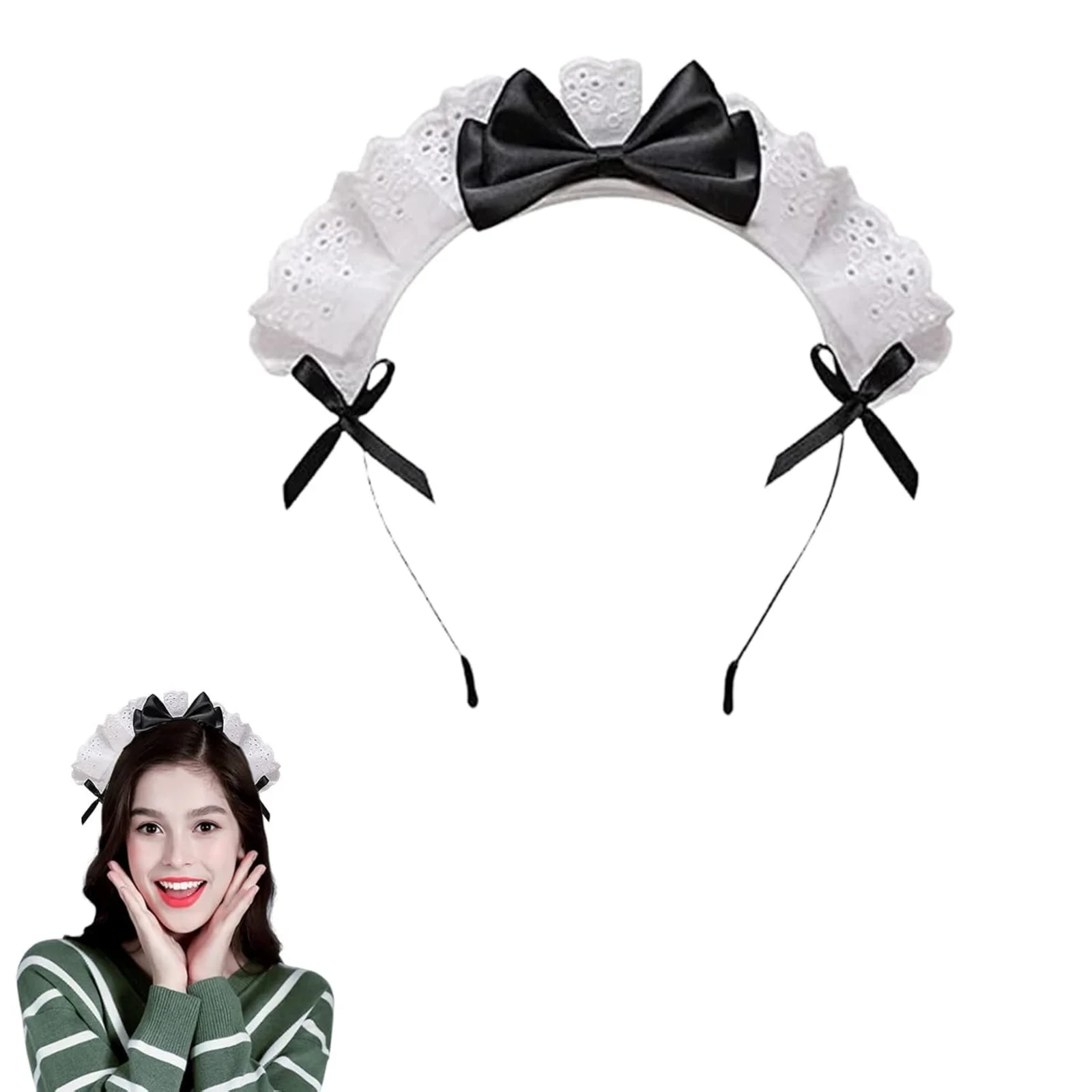 1PC Maid Lace Bow Stirnband, süßes Cosplay-Haar-Accessoire für Halloween, Kostümparty und Anzieh