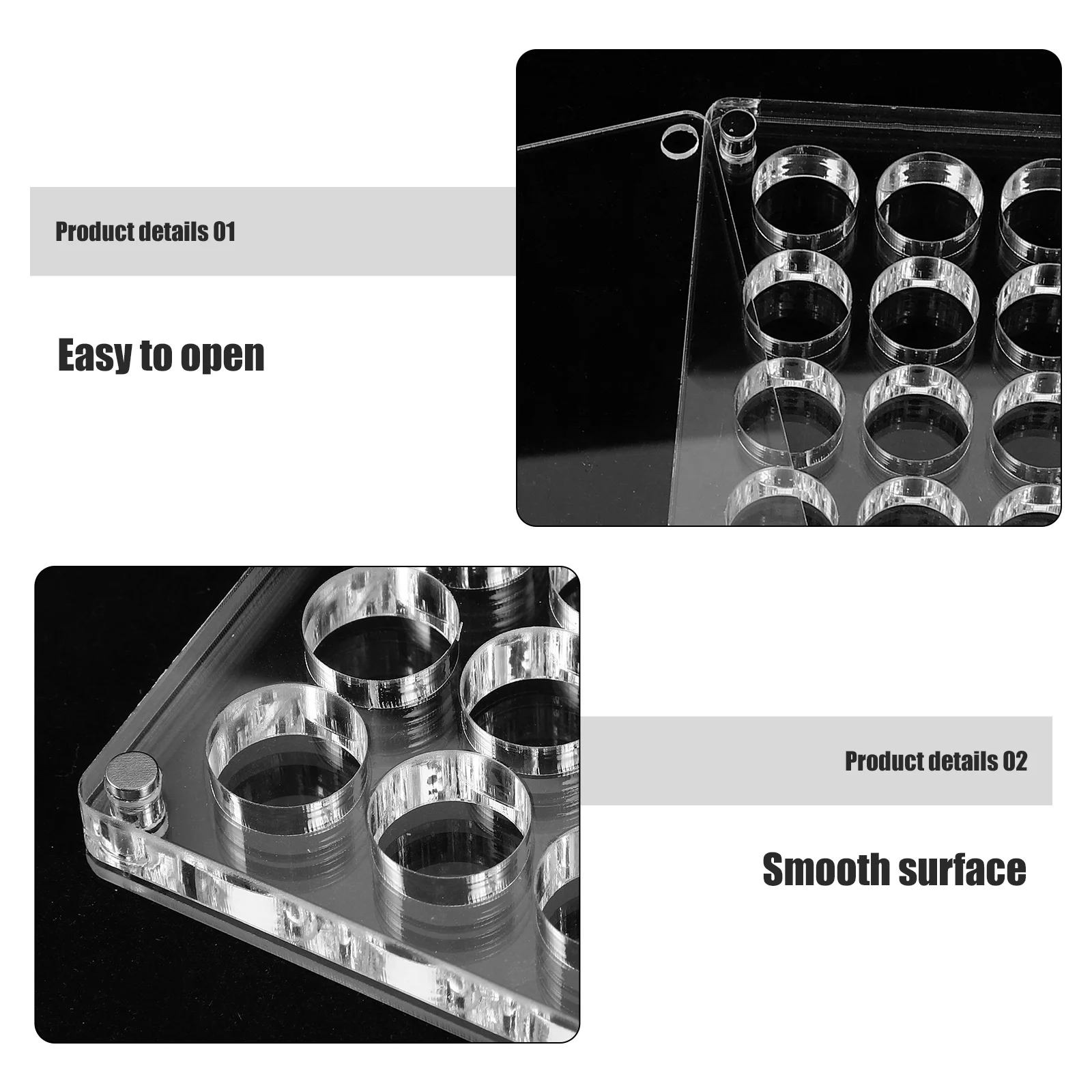 

Acrylic Seashell Storage Box Round Grid Transparent Scratch Resistant Mini Shell Display Box Jewelry Case Small Items Organizer