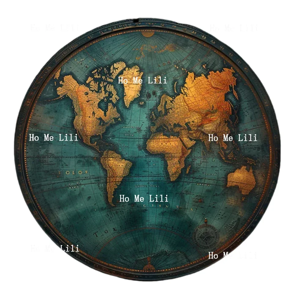 World Map Globe Design Rug Geography Decor Travel Enthusiast Mat Home Decor Unique Decor