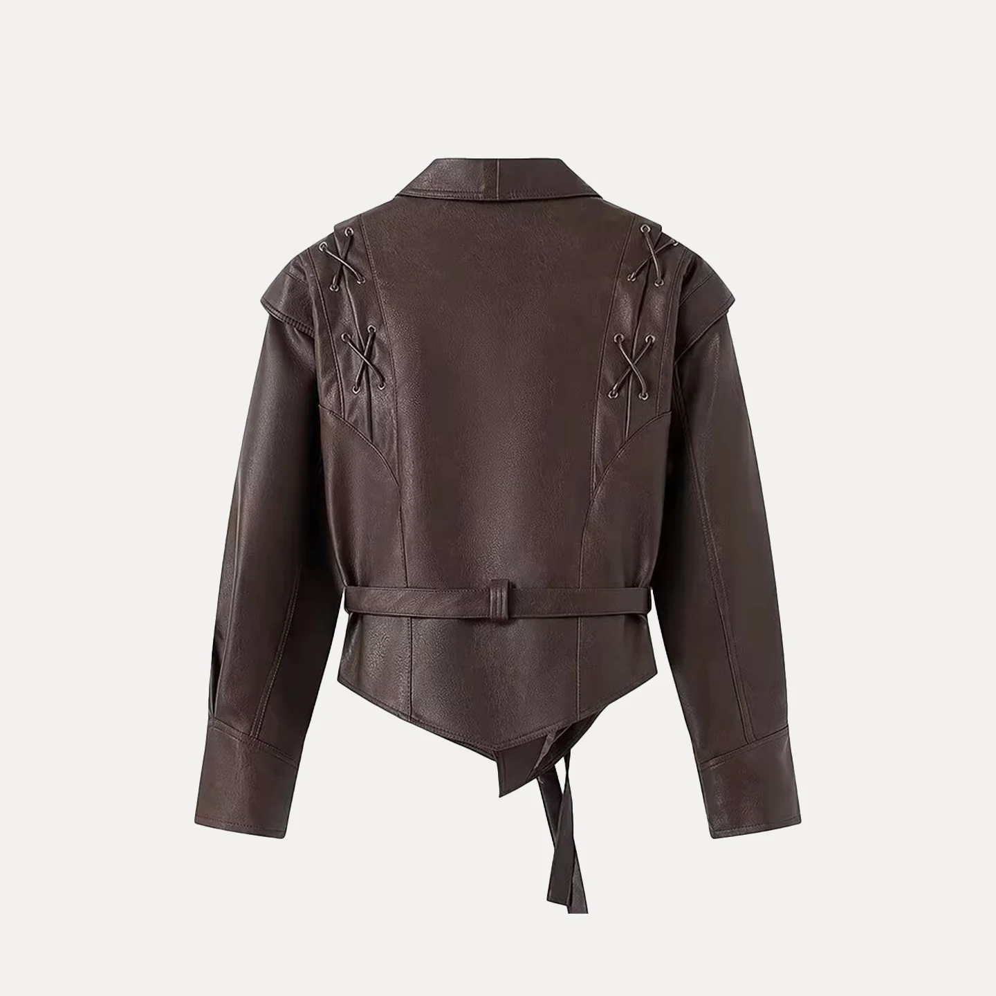 Ele Retro Leather Jaet Women's Faion Personali Aosphere Autumn New Arrival ort Outerwear Casual Sle Z