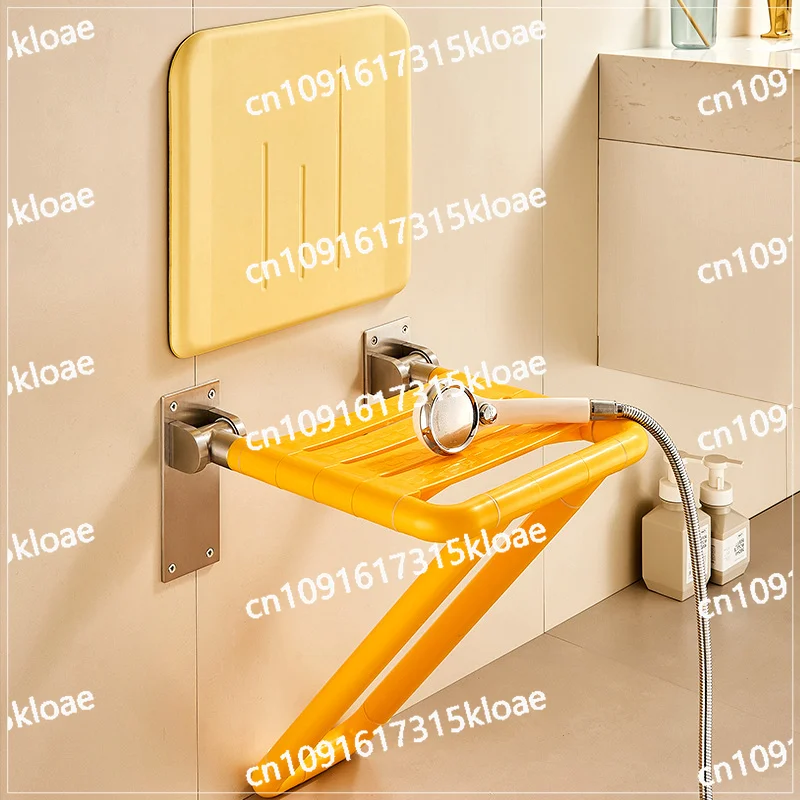 Bathroom folding stool Shower seat Wall mounted non-slip backrest No punching