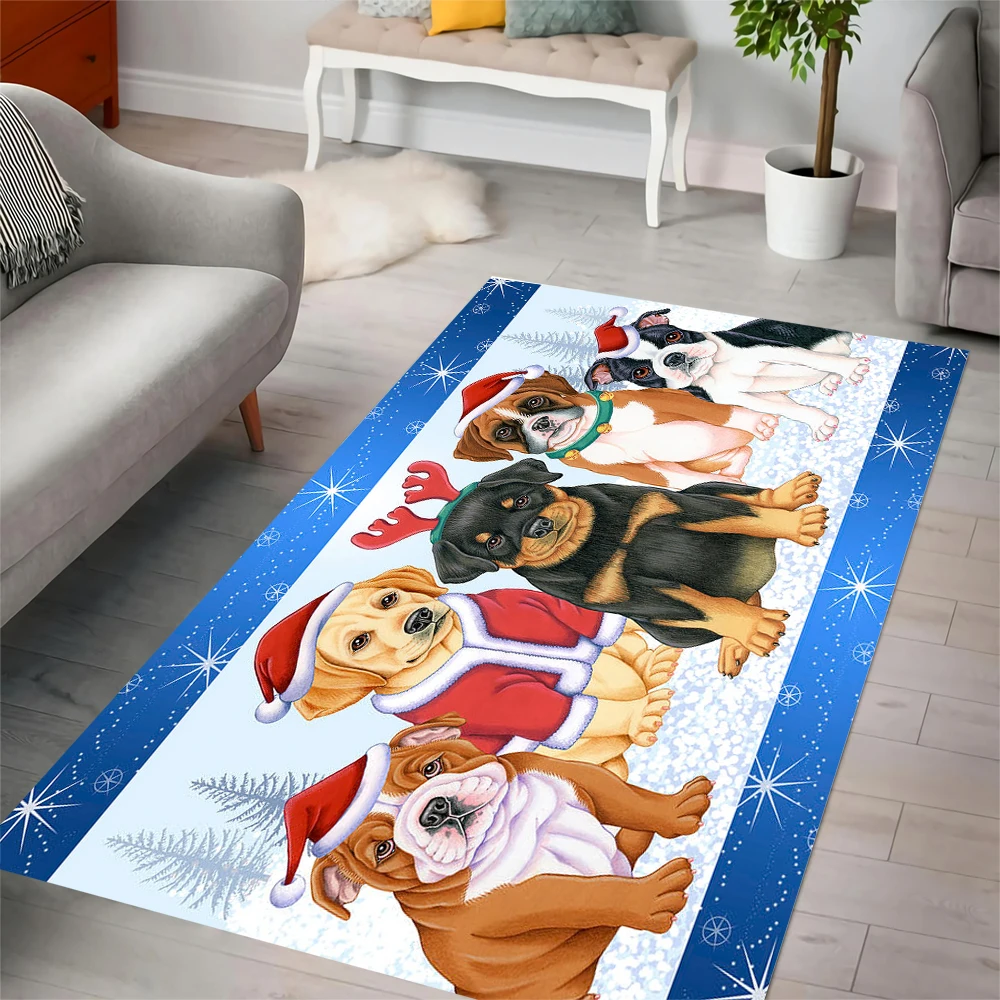 

CLOOCL Christmas Carpet Funny Cute Rottweiler Bulldog 3D Printed Floor Mats Carpets for Living Room Home Decor Fistival Gifts