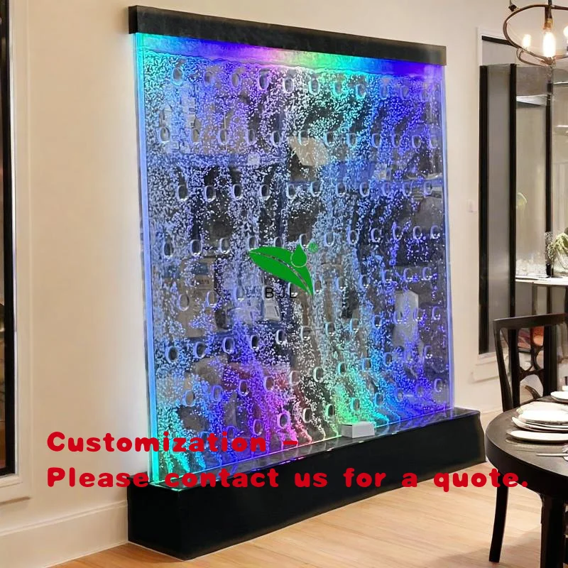 custom.Modern Room Divider Led Color Acrylic Bubble Wall Fountain Indoor Home Decoration