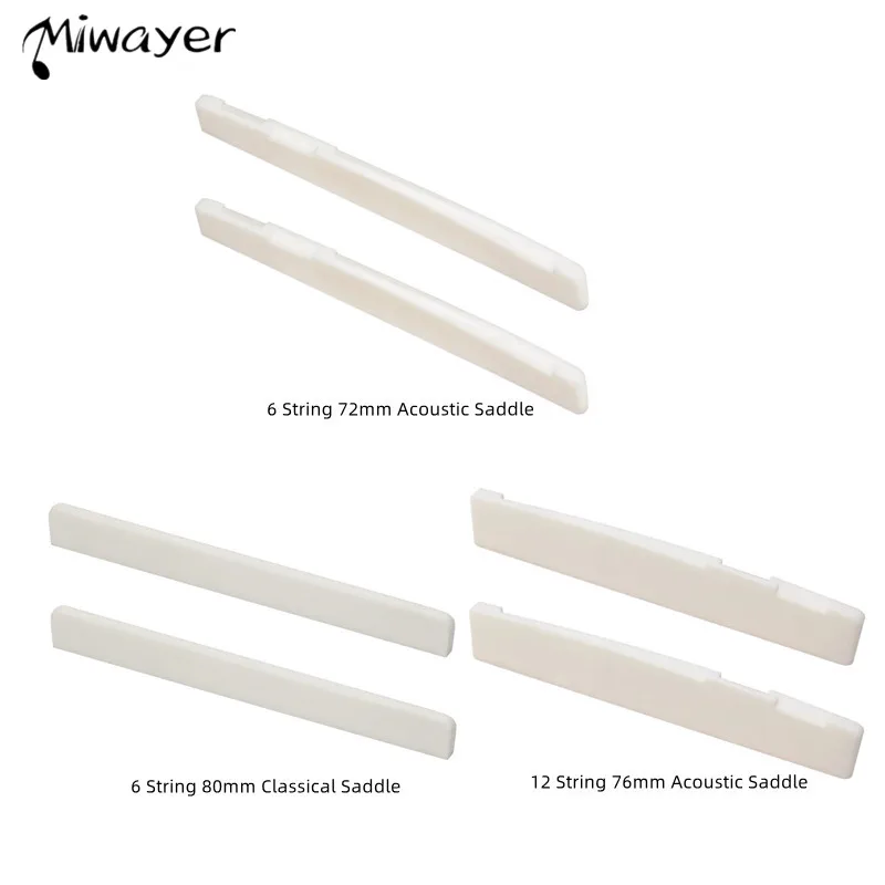 Miwayer 12 ,6 String 6 String Classical Guitar Bone Saddle, Guitar Bridge Saddles, Cut from Whole Bones