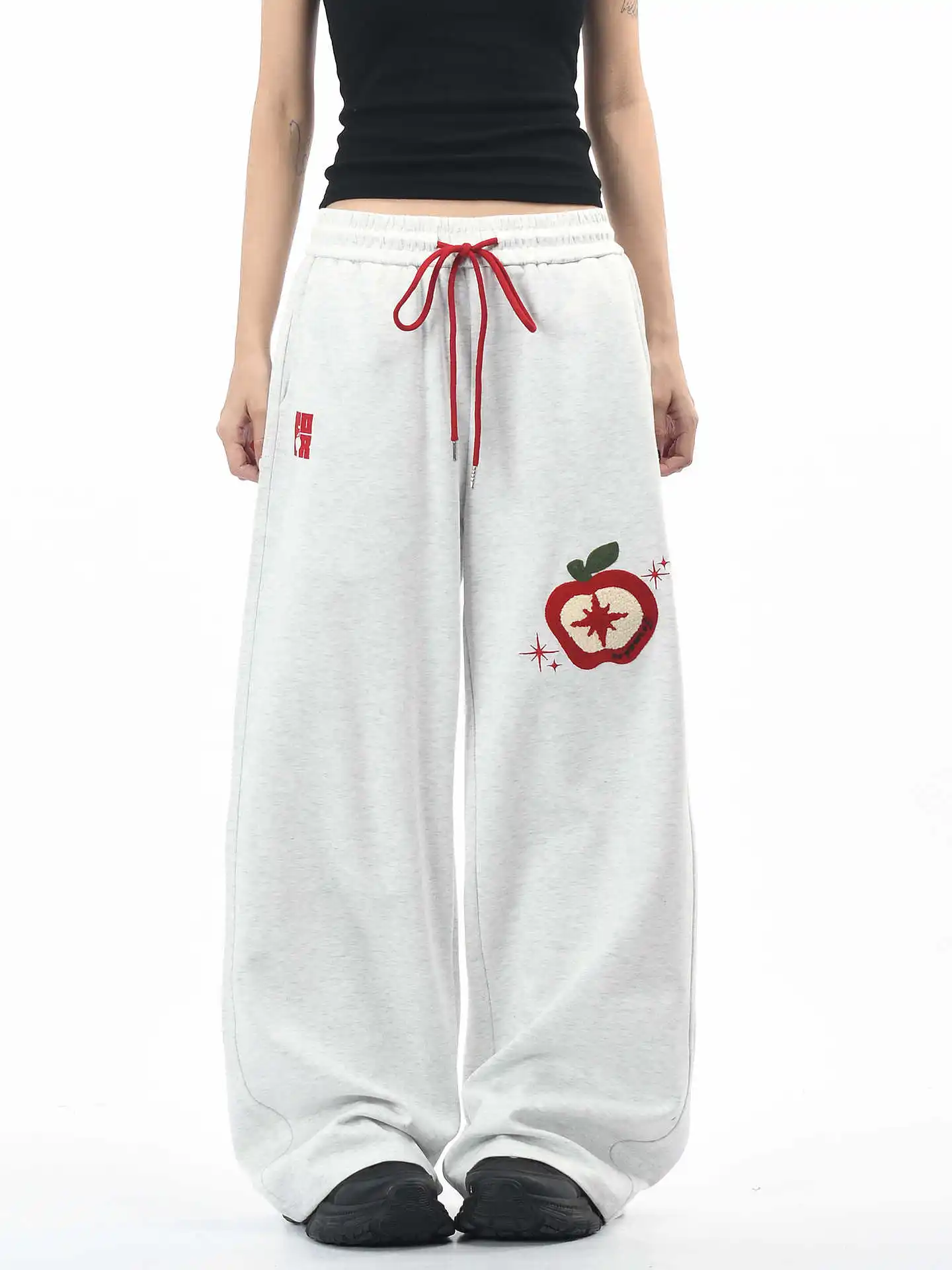 

Женские серые спортивные штаны со звездным принтом, мешковатые спортивные штаны для бега, Harajuku, японский стиль 2000-х годов, винтажные широкие брюки большого размера Y2k