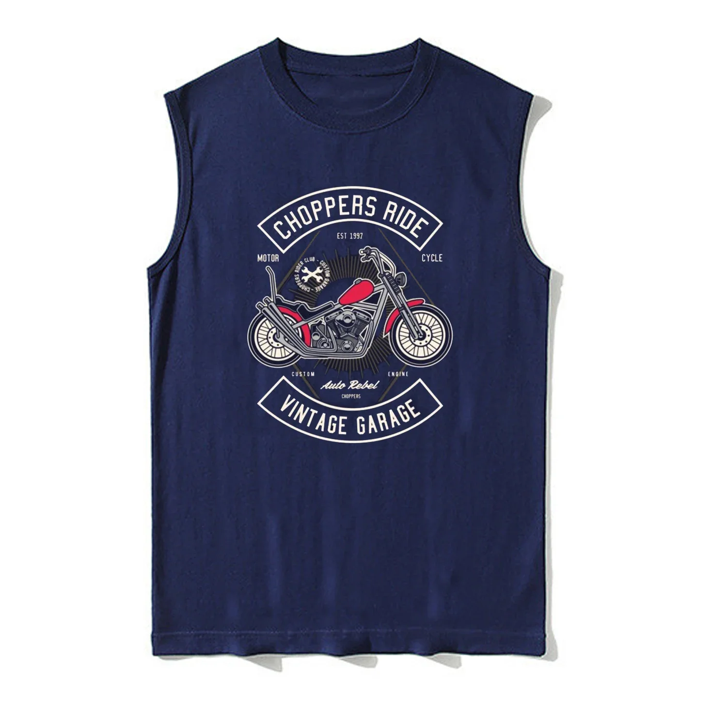 Chopper Ride Vintage Garage Motorcycle Rider Vests 100% Cotton O-Neck Summer Casual Mens Tank Top Sleeveless T-shirt Streetwear