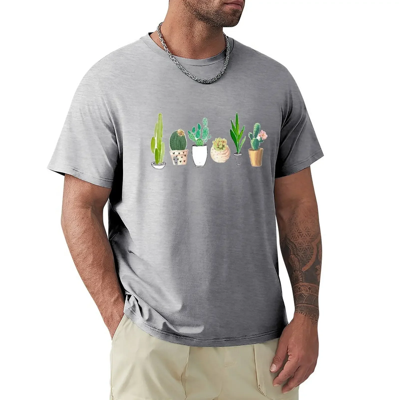 POTTED CACTI T-Shirt man t shirt graphic t shirts customs vintage graphic tee mens cotton t shirts