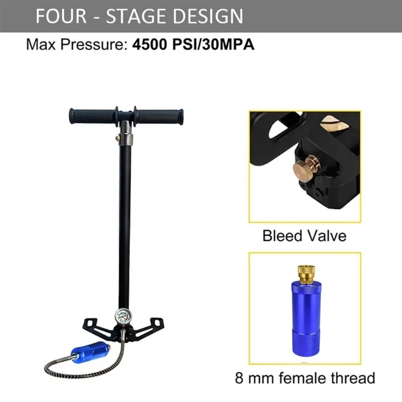 Air Filling Unit, Fold Foot High Pressure Hand Pump, 30MPa 40MPa / 4500PSI Manual Inflator