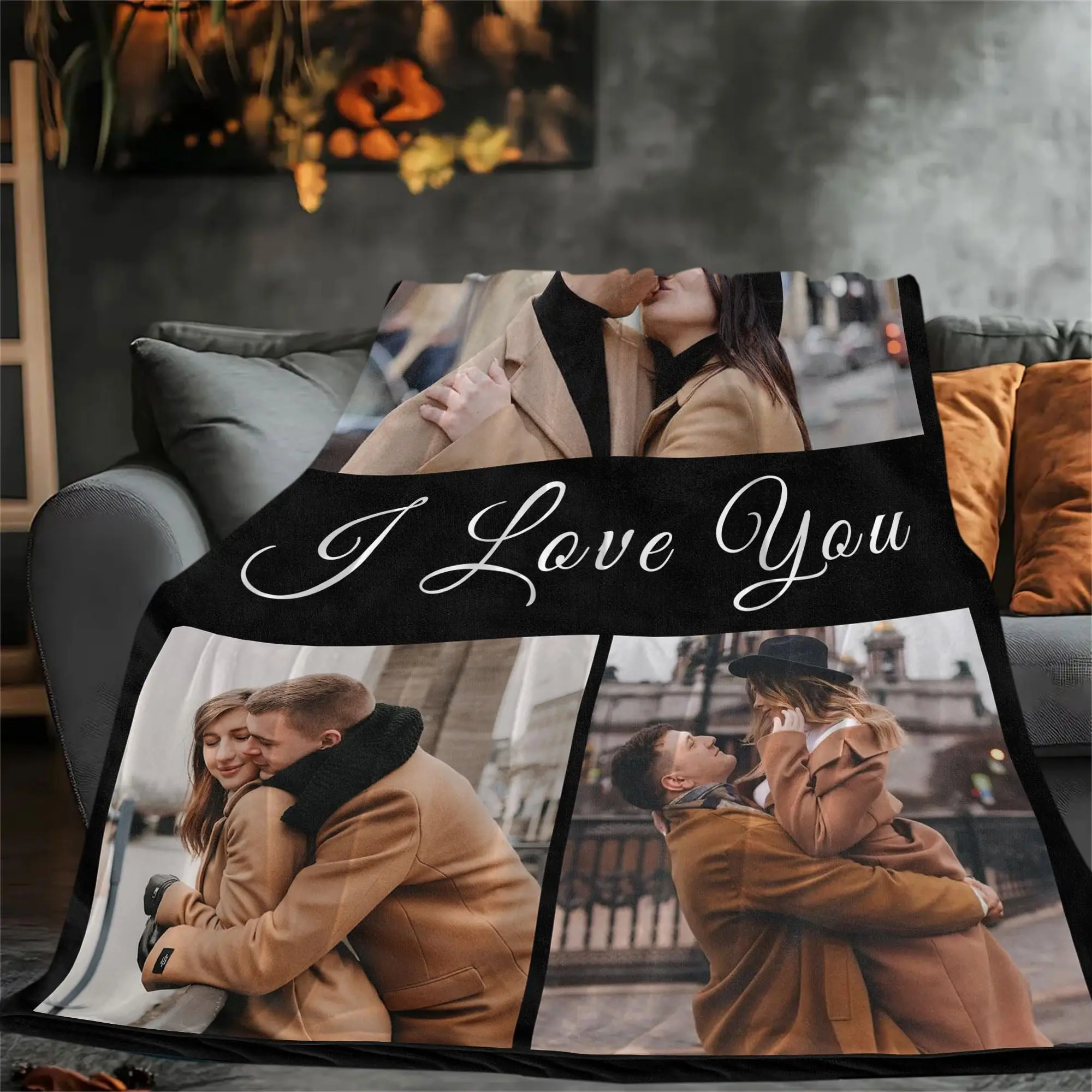 Custom Blanket Personalized Gifts for Mom Dad Couple Friend Girlfriend Boyfriend Wife Husband