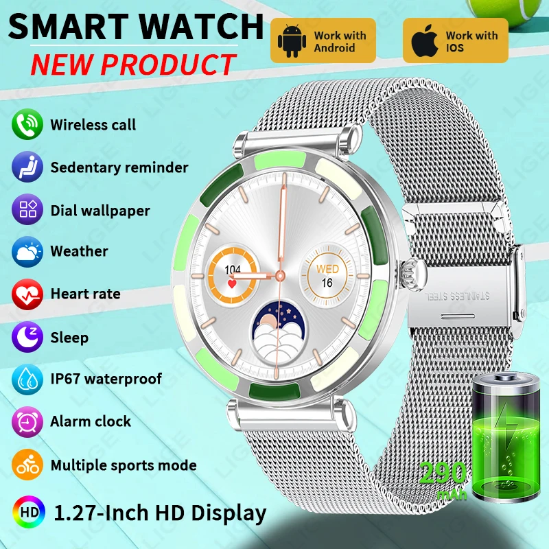 LIGE New Fashion Smart Watch Women Bluetooth Call Custom Watch Dial Heart Rate Sleep Health Monitor Waterproof Ladies Smartwatch