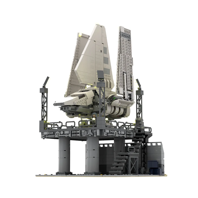 1600 peças filme de ficção científica moc (batalha de estrelas) base imperial landport e shuttle arquitetura bloco de construção modelo presente de festival