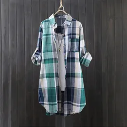 Women's Elegant Blouse Fashionable Plaid Loose Fit Women's Shirt with Buttons - Perfect for Spring/Summer