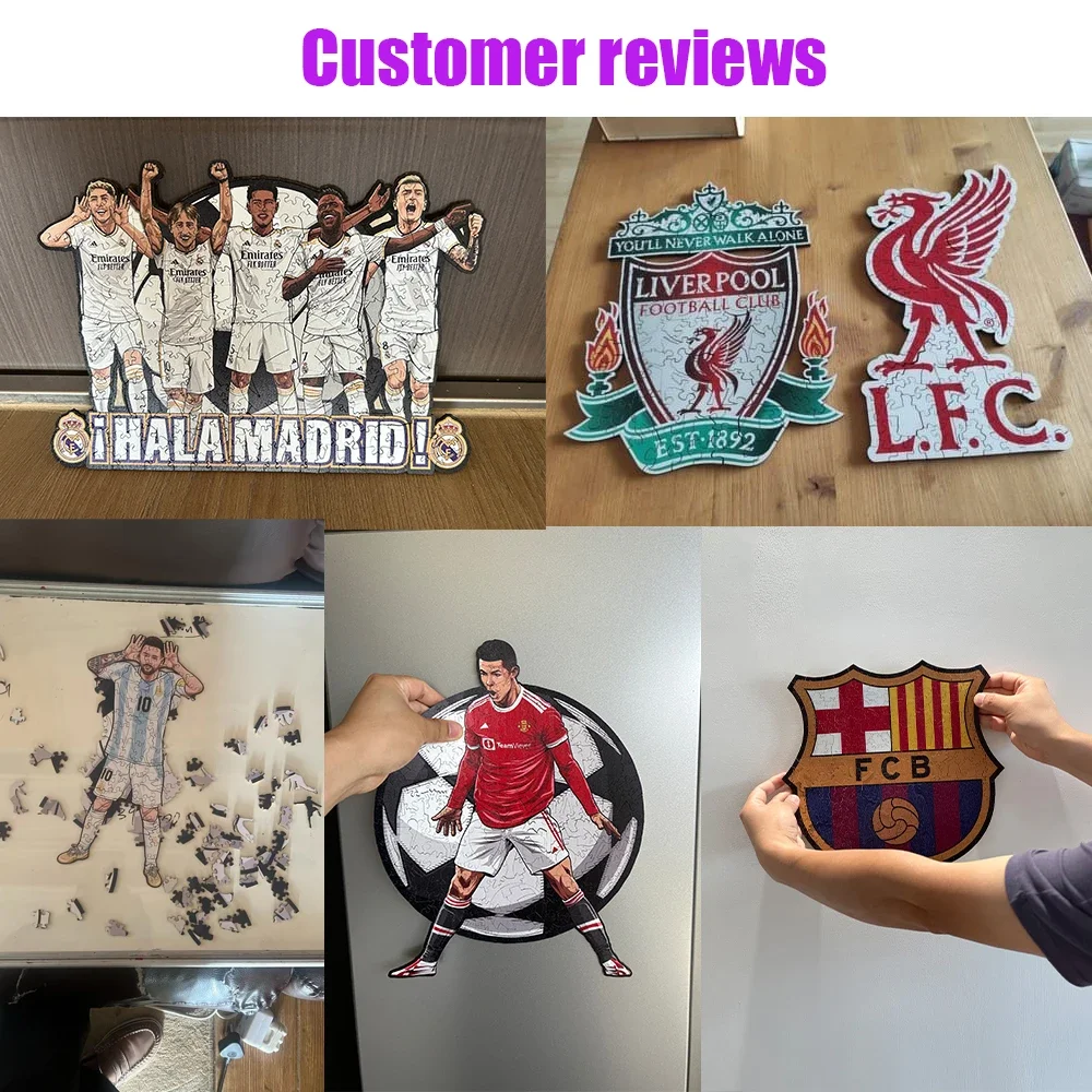 لغز لاعب كرة القدم الخشبي لمحبي كرة القدم الرياضة ستار الخشب بانوراما الصعوبة المتقدمة A3 A4 حجم الألغاز #2