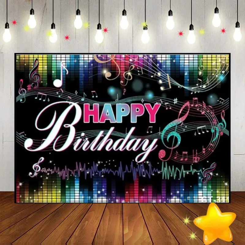 Music Neon Freedom Custom Birthday Backdrop Background Bar Photo Surprise Photography Backdrops Decoration Rock Roll Baby Shower