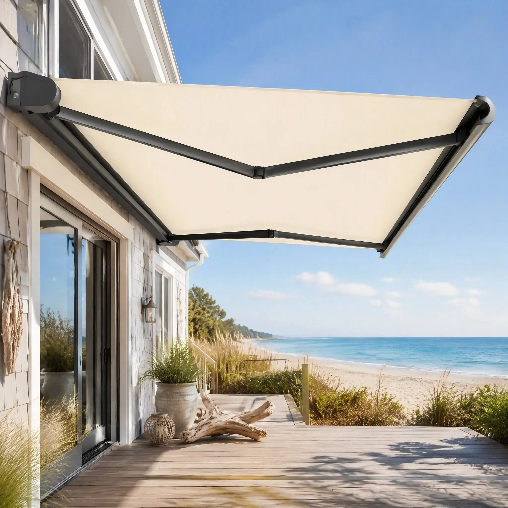 Fashionable Household Wall Mounted Sunshade Entrance Large Size Electric Canopy Affordable Aluminum Alloy Frame Acrylic Awning