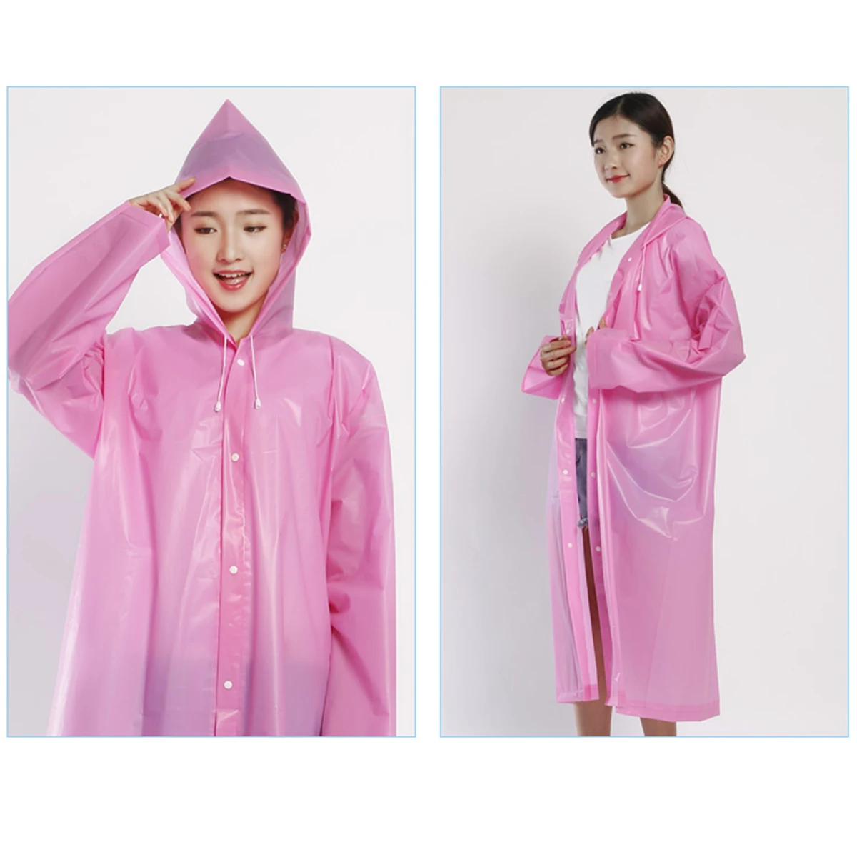 

s Travel Raincoat Durable Lightweight Comfortable Foldable PEVA Material Waterproof Adult Poncho Hooded Rainwear