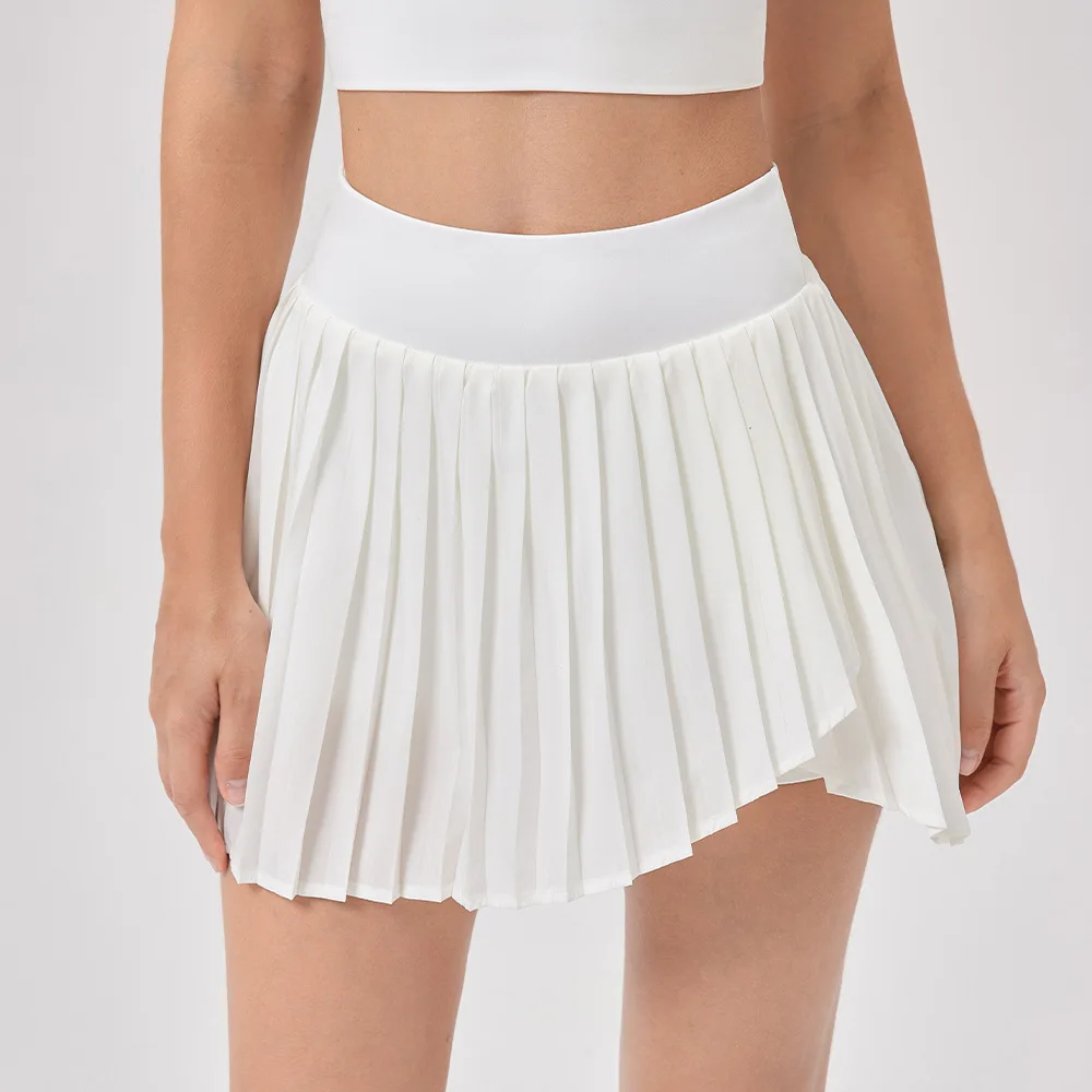 Women's Tennis Skirt Pleated Yoga Skort with Built-in Shorts Quick Dry Anti-Slip Running Golf Skirt Women Athletic Dance Wear
