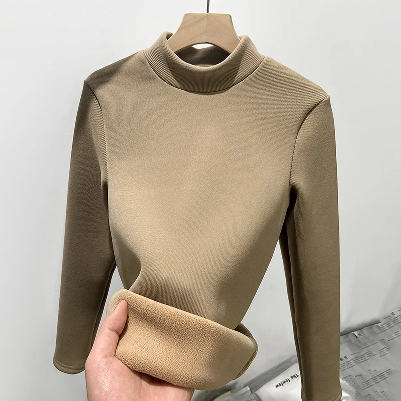 Thicken Velvet Turtleneck Sweater Women Korean Fashion Lined Warm Sueter Knitted Pullover Slim Top Winter Jersey Knitwear Jumpe