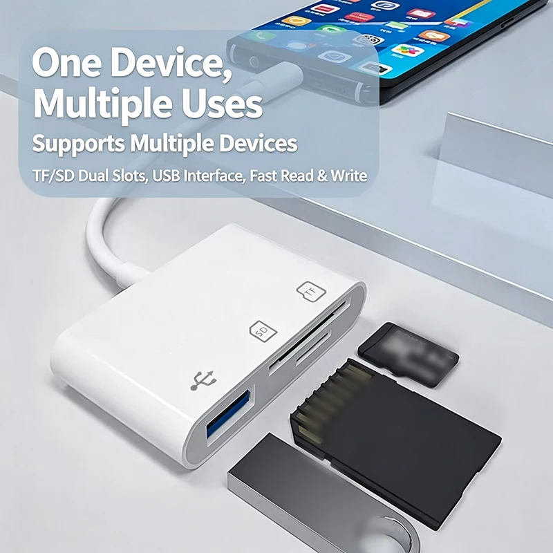 3-in-1 USB-C Card Reader, OGT Adapter for SD/TF, High-Speed Transfer for iPhone15 16 17 For iPad For Macbook/Multifunction Card
