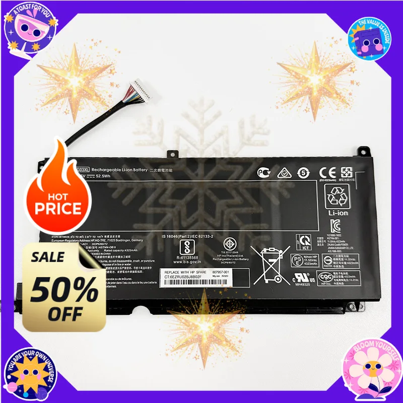 SWZY Battery PG03XL for HP Pavilion Gaming 15-DK Dk0003nq 15-dk0020TX 15-ec 15-ec0000 5X FPC52 HSTNN-DB9G L48430-2B1