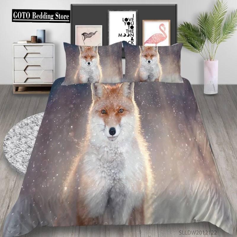 

3D Animal Bedding Set,Starry Sky,Galaxy Wolf Bed Linen Set,Bedding Include Bed Cover+Pillowcases,Quilt Cover Set for Double Bed