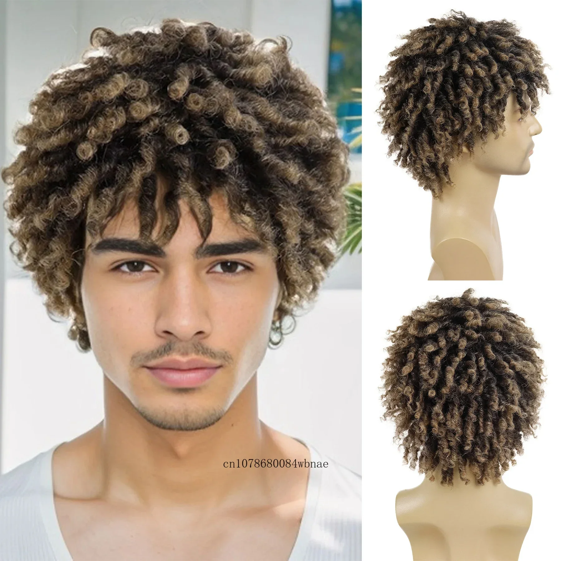 

Крутой мужской парик с дредами Синтетические смешанные коричневые парики с косой для чернокожих мужчин Короткий афро-кудрявый парик Locs Вязание крючком Твист-волосы Ежедневная вечеринка