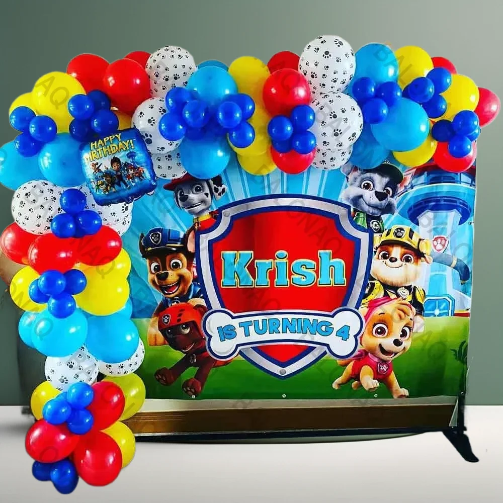 93pcs Paw Patrol Balloon Set Dog Foil Balloons 32inch Blue Number Balloon for 1-9th Birthday Party Decor